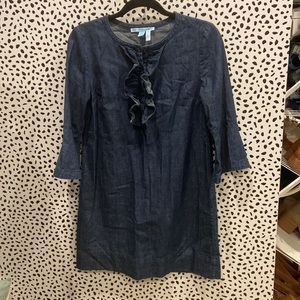 Draper James Chambray Ruffle Shift Dress Size 2